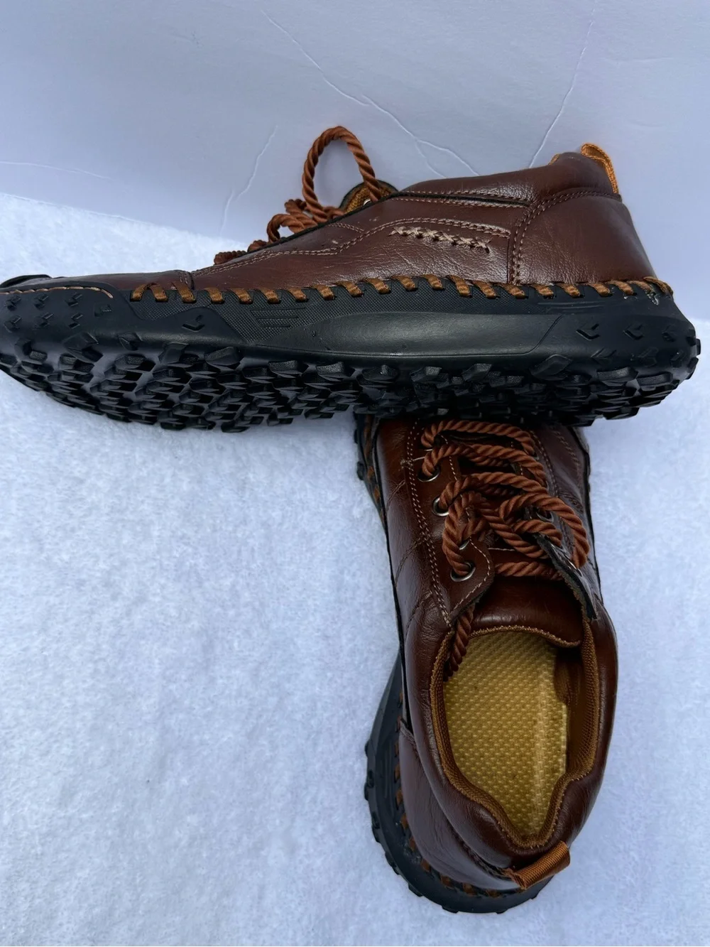 Men's Brown Leather Casual Lace-Up Shoes